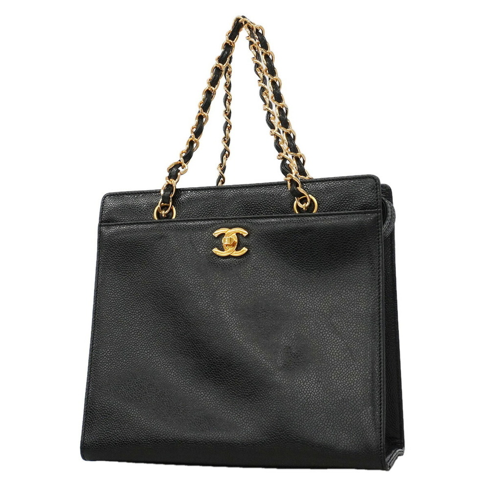 Chanel handbag, caviar leather, black, women's.